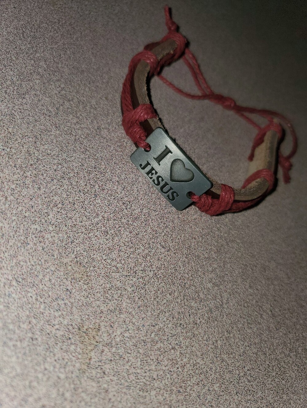 I Love Jesus Red Leather Cord Bracelet